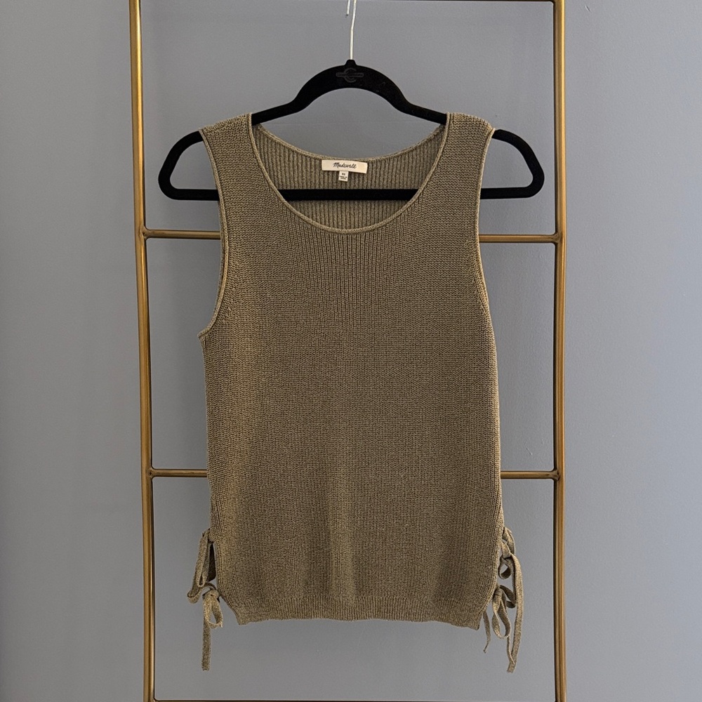 Madewell Green Knit Tank Top with Side Ties